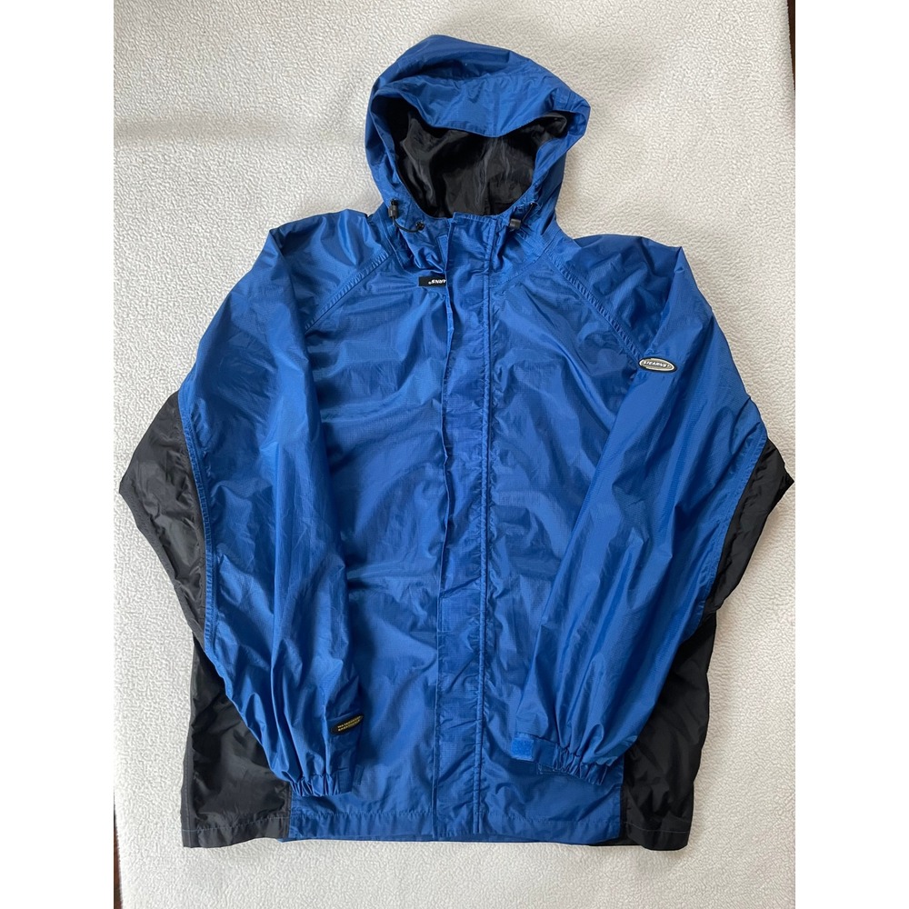 Stearns Mens Large Rain Jacket Blue DryWear Ripstop Hooded 8732 Fishing Camping‎